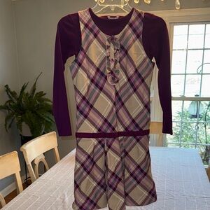 HARTSTRINGS girls 2 pc, plaid jumper & ls purple top, set LN! 
Sz 12